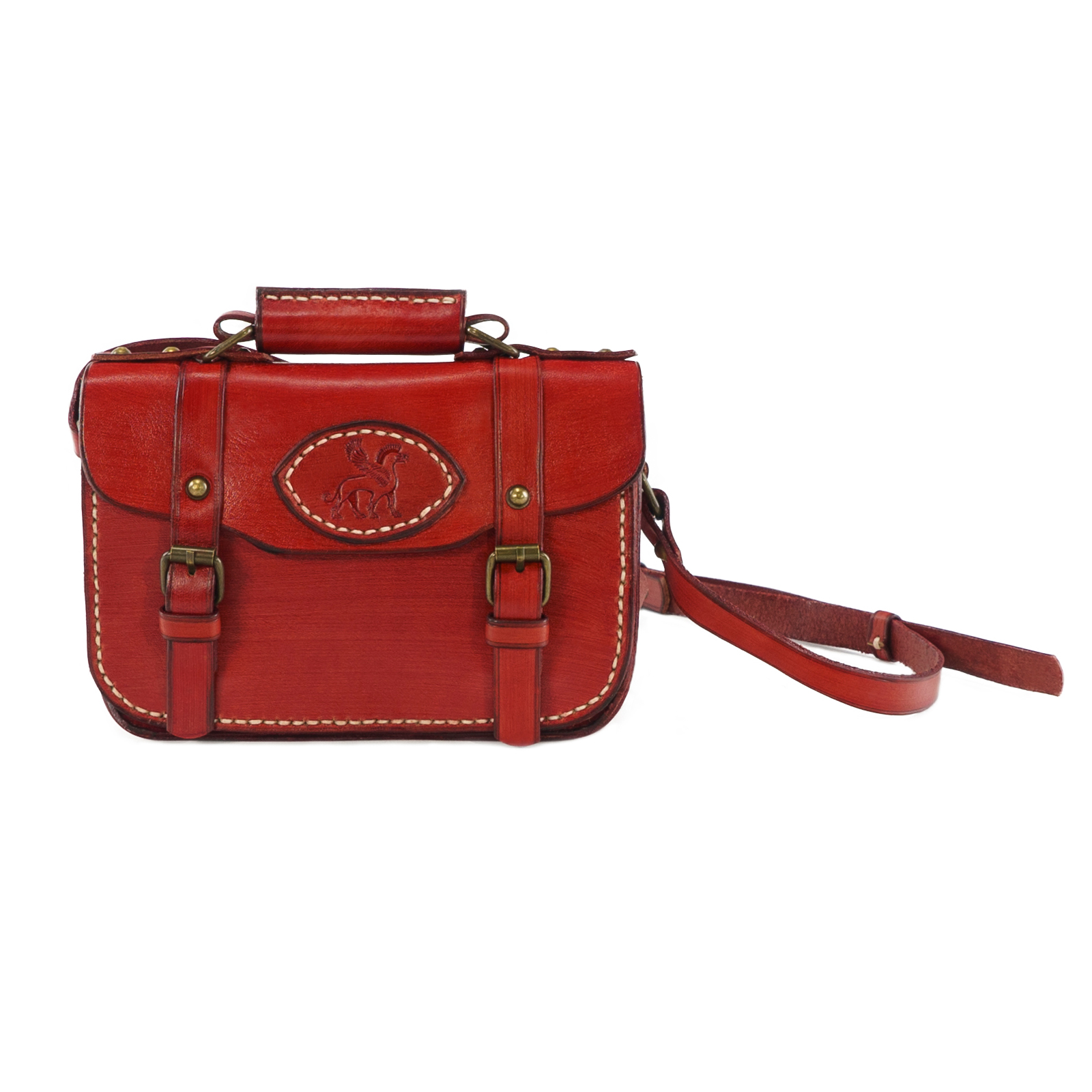 Womens red leather satchel bag, Handmade leather bag